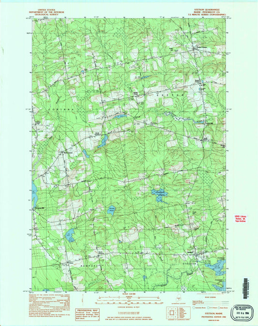 Classic USGS Stetson Maine 7.5'x7.5' Topo Map Image