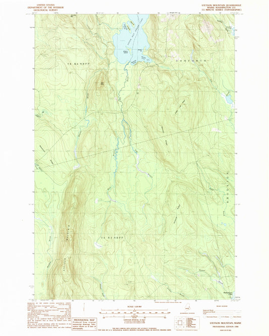 Classic USGS Stetson Mountain Maine 7.5'x7.5' Topo Map Image