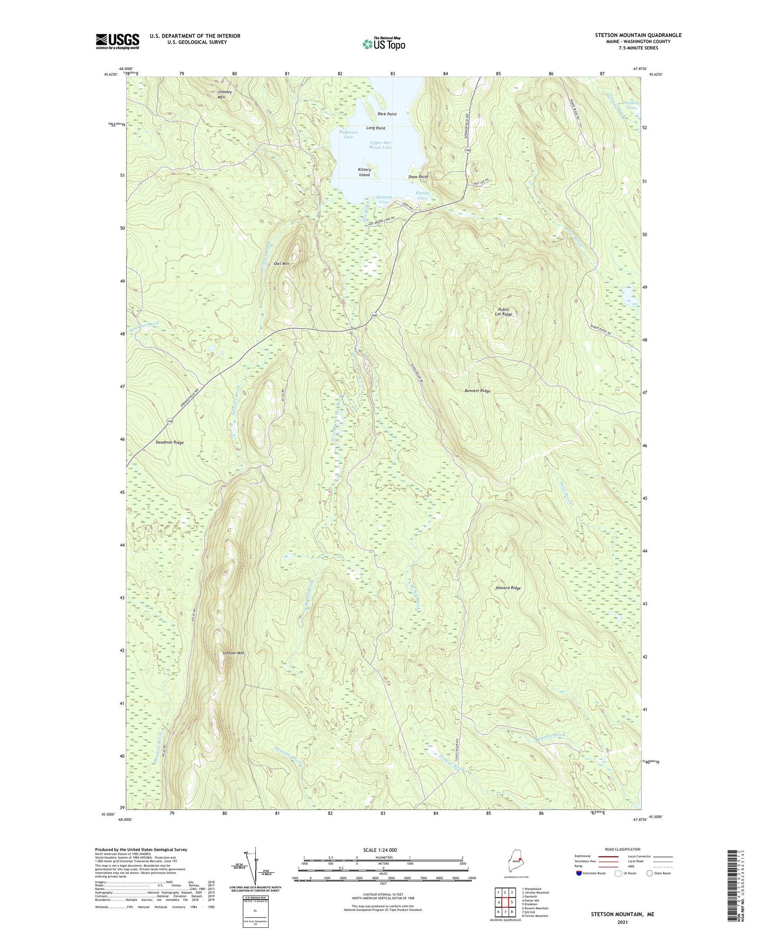Stetson Mountain Maine US Topo Map Image