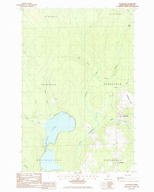 Classic USGS Stockholm Maine 7.5'x7.5' Topo Map Image