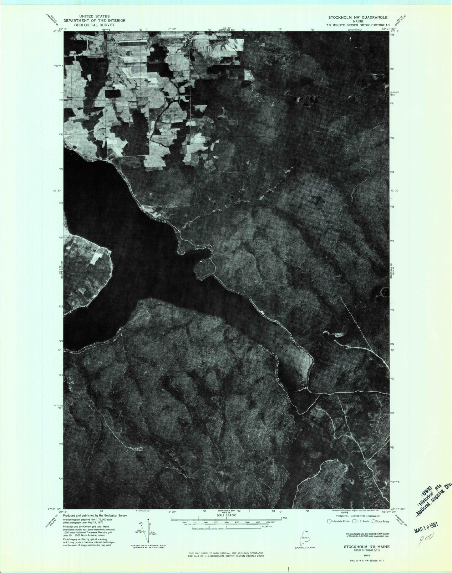 Classic USGS Paulette Brook Maine 7.5'x7.5' Topo Map Image
