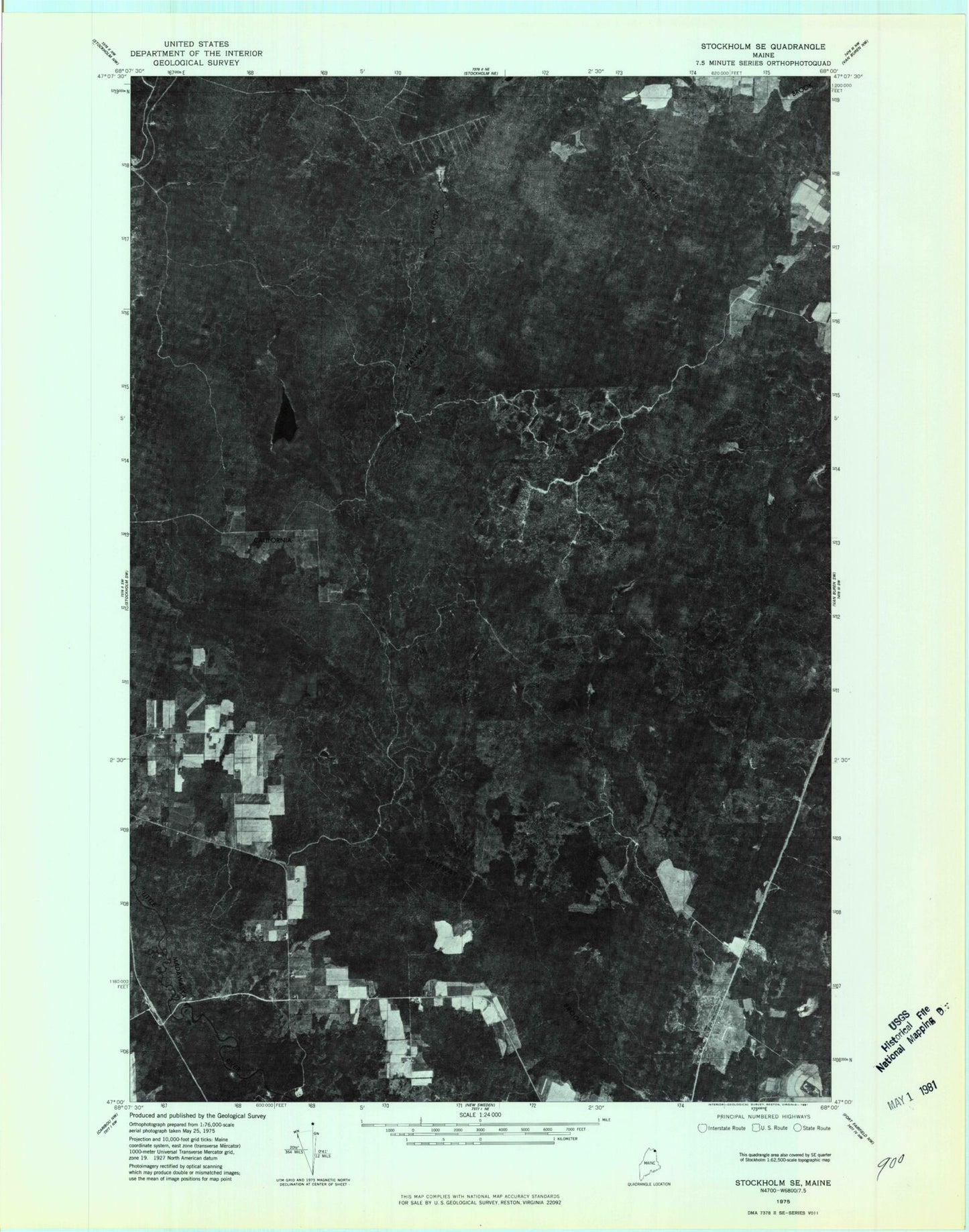 Classic USGS Picard Brook Maine 7.5'x7.5' Topo Map Image
