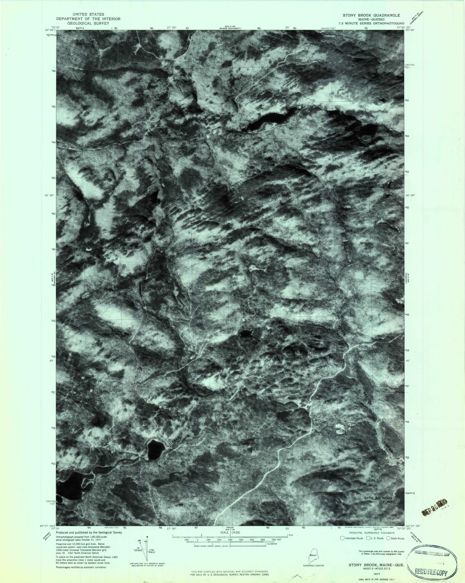Classic USGS Stony Brook Maine 7.5'x7.5' Topo Map Image