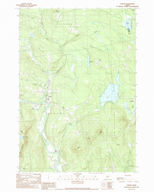 Classic USGS Strong Maine 7.5'x7.5' Topo Map Image