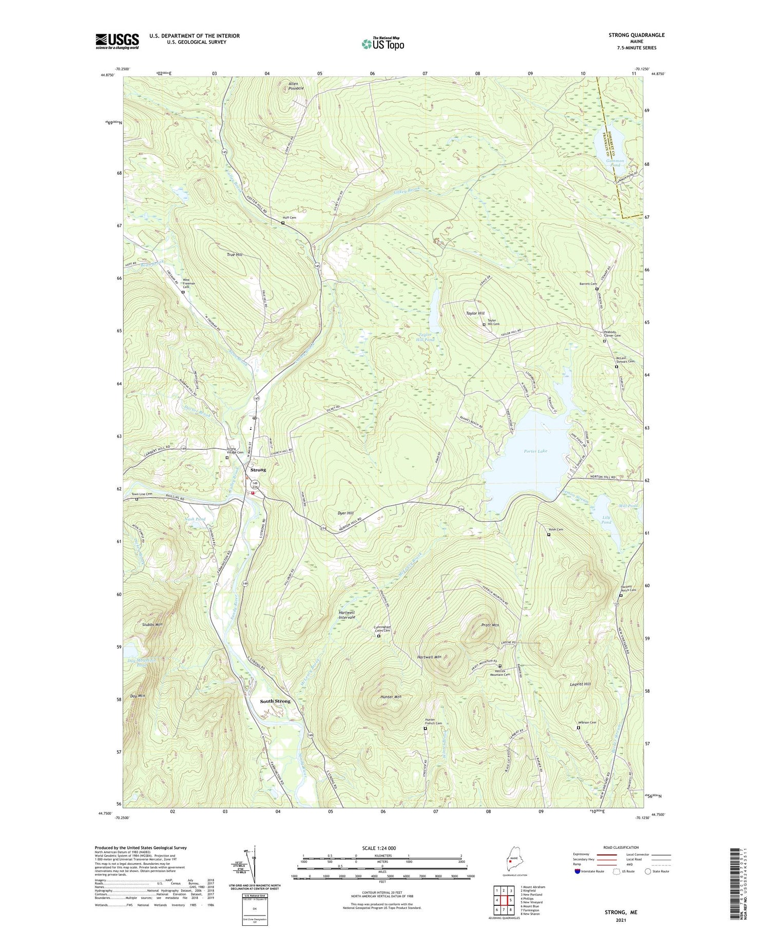 Strong Maine US Topo Map Image