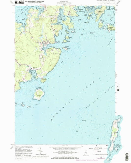 Classic USGS Tenants Harbor Maine 7.5'x7.5' Topo Map Image