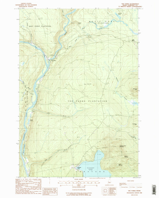 Classic USGS The Forks Maine 7.5'x7.5' Topo Map Image