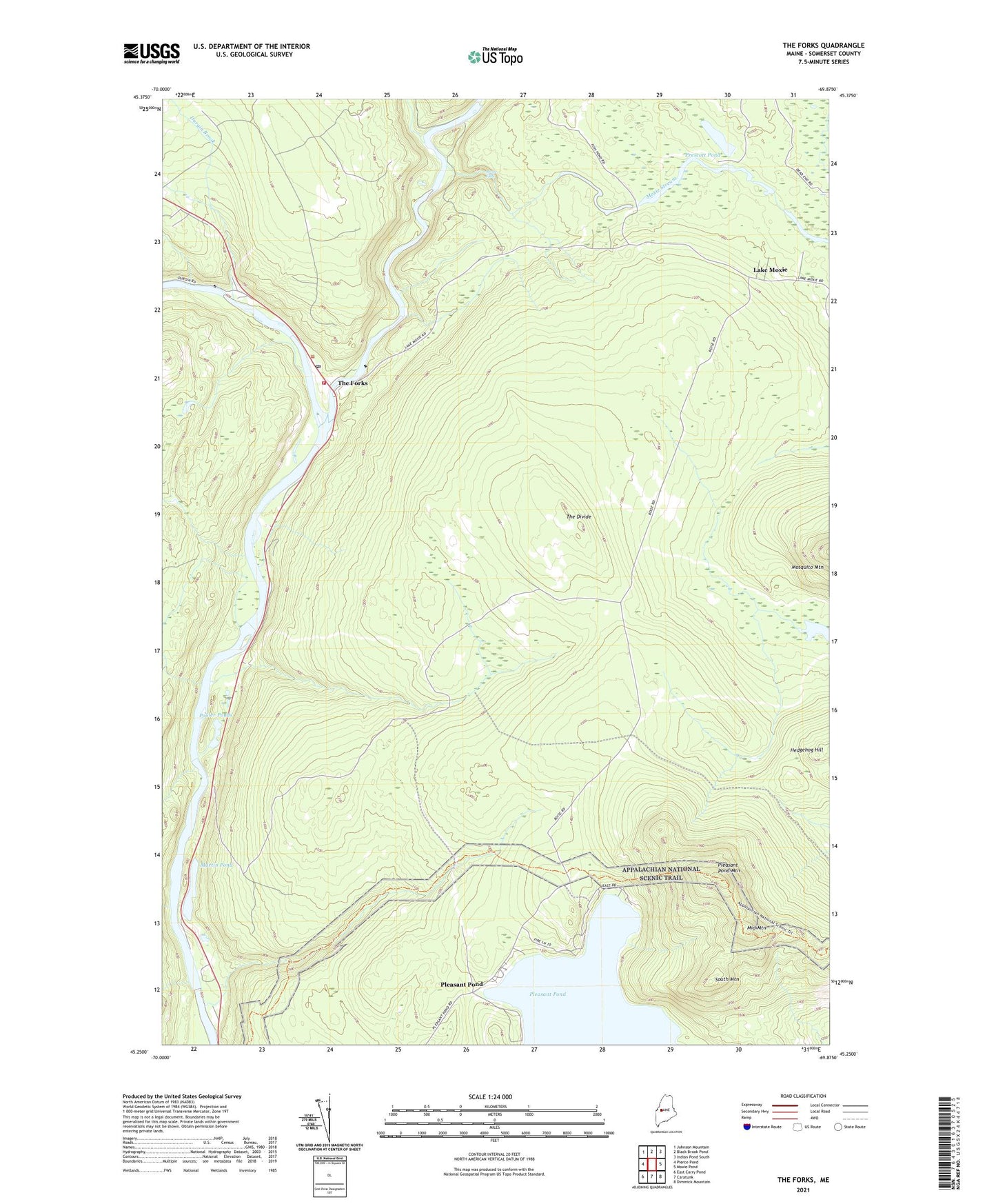 The Forks Maine US Topo Map Image