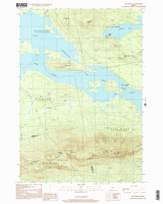 Classic USGS The Horns Maine 7.5'x7.5' Topo Map Image