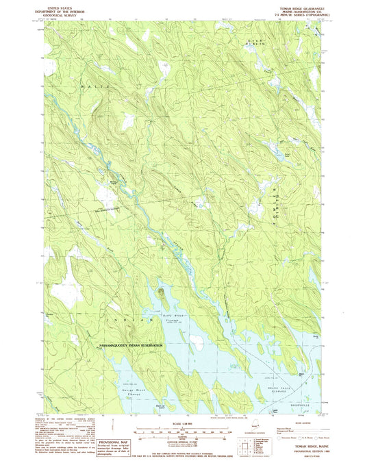 Classic USGS Tomah Ridge Maine 7.5'x7.5' Topo Map Image
