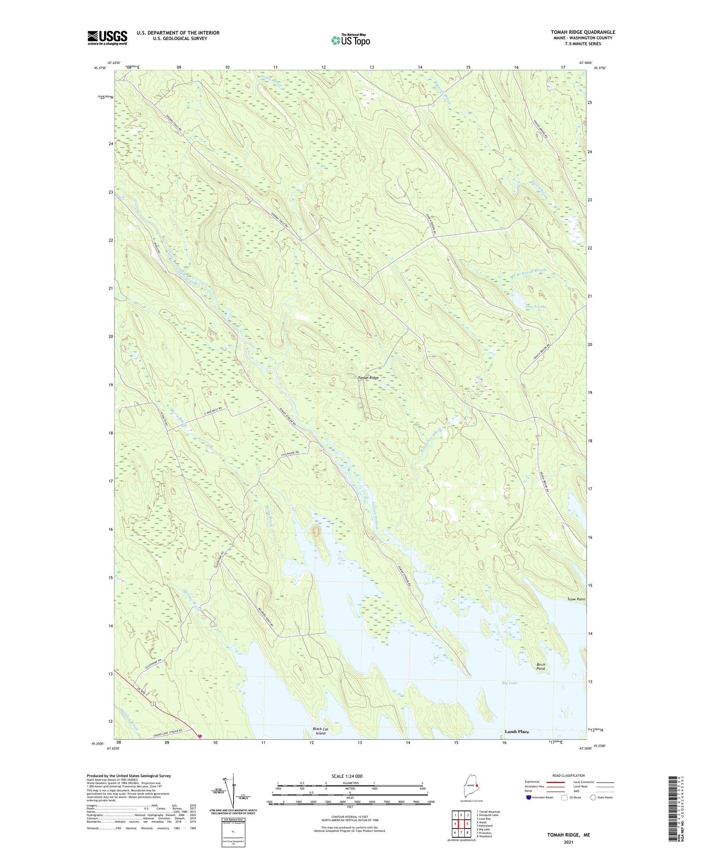 Tomah Ridge Maine US Topo Map Image