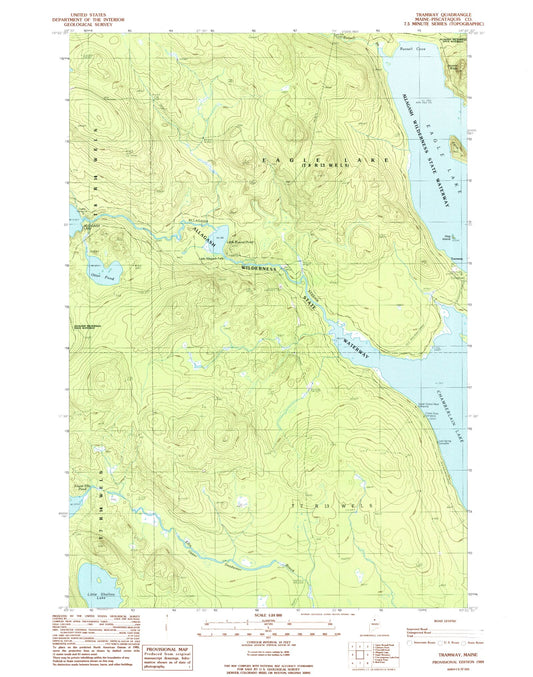 Classic USGS Tramway Maine 7.5'x7.5' Topo Map Image