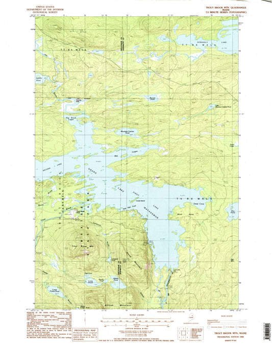 Classic USGS Trout Brook Mountain Maine 7.5'x7.5' Topo Map Image
