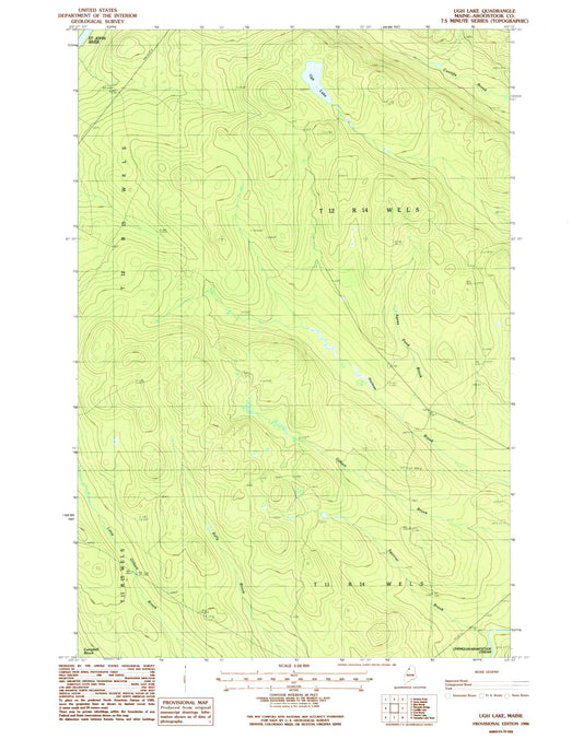 Classic USGS Ugh Lake Maine 7.5'x7.5' Topo Map Image