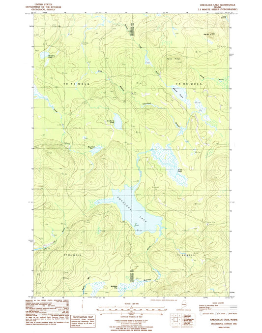 Classic USGS Umcolcus Lake Maine 7.5'x7.5' Topo Map Image