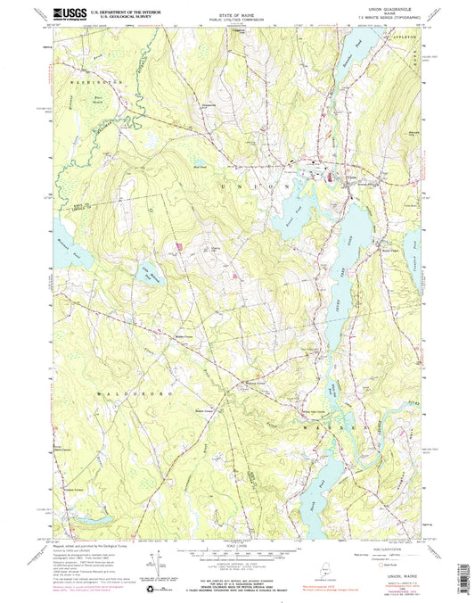 Classic USGS Union Maine 7.5'x7.5' Topo Map Image