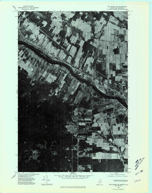 Classic USGS Hamlin Maine 7.5'x7.5' Topo Map Image