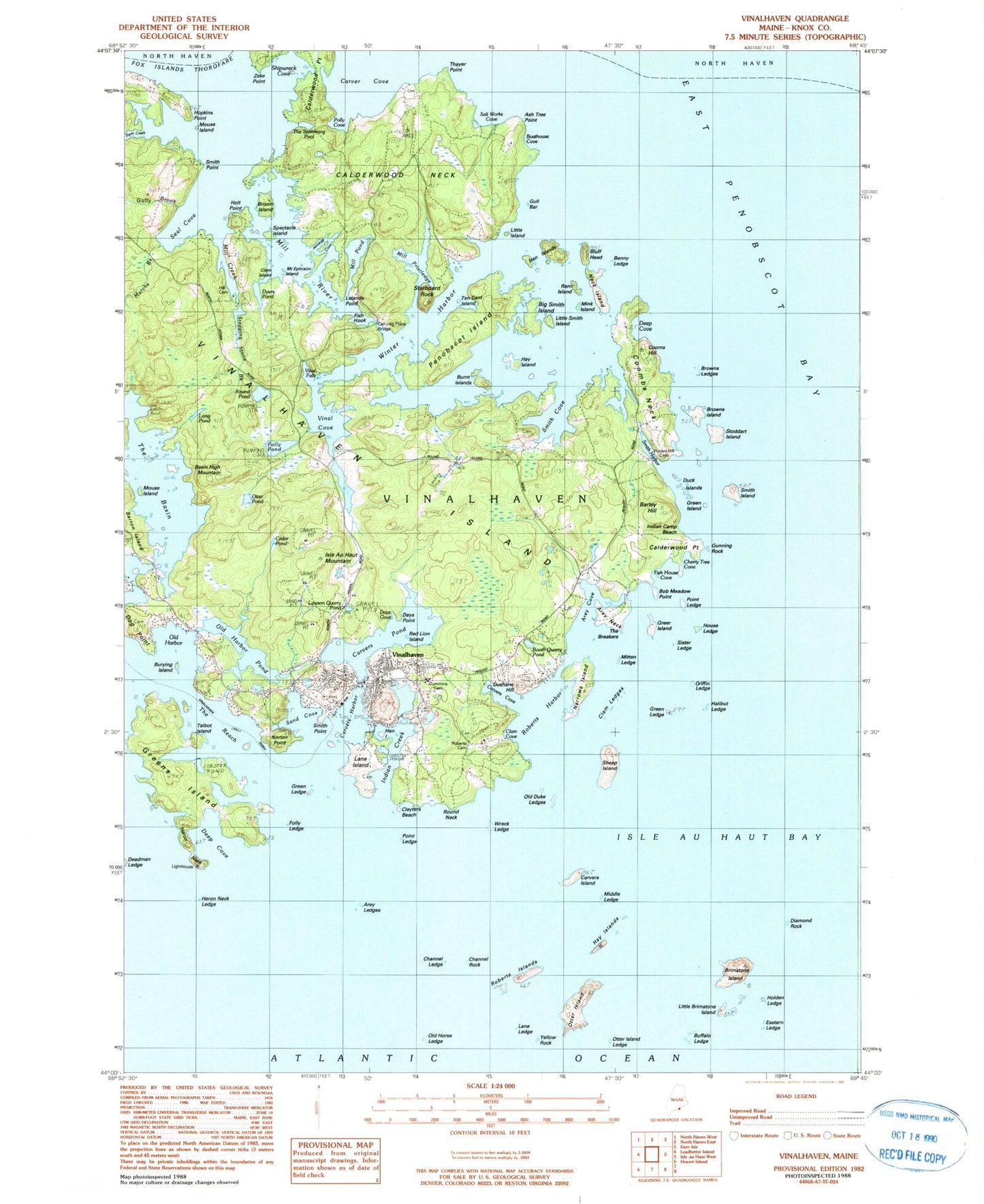 USGS Classic Vinalhaven Maine 7.5'x7.5' Topo Map Image