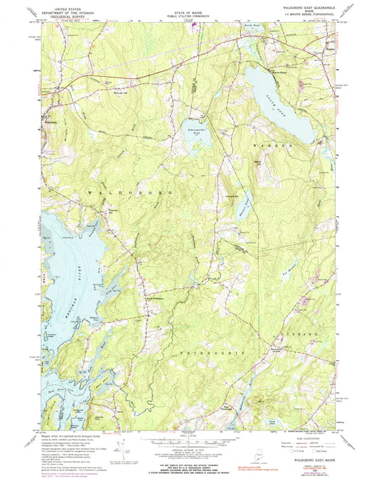 Classic USGS Waldoboro East Maine 7.5'x7.5' Topo Map Image