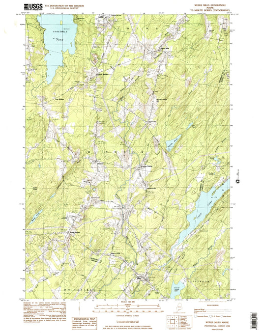 Classic USGS Weeks Mills Maine 7.5'x7.5' Topo Map Image