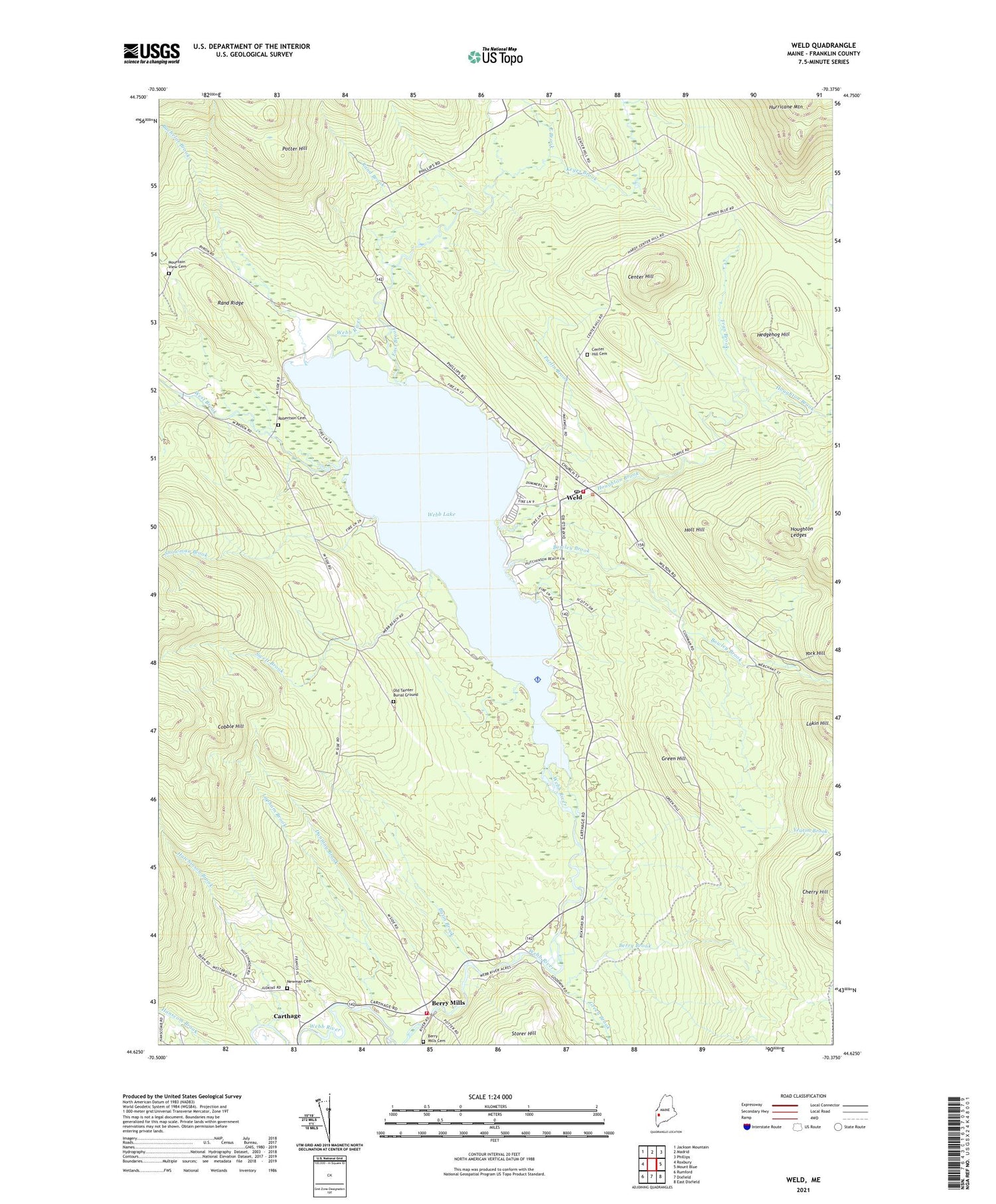 Weld Maine US Topo Map Image