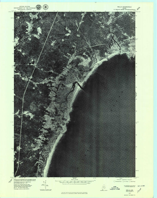 Classic USGS Wells Maine 7.5'x7.5' Topo Map Image