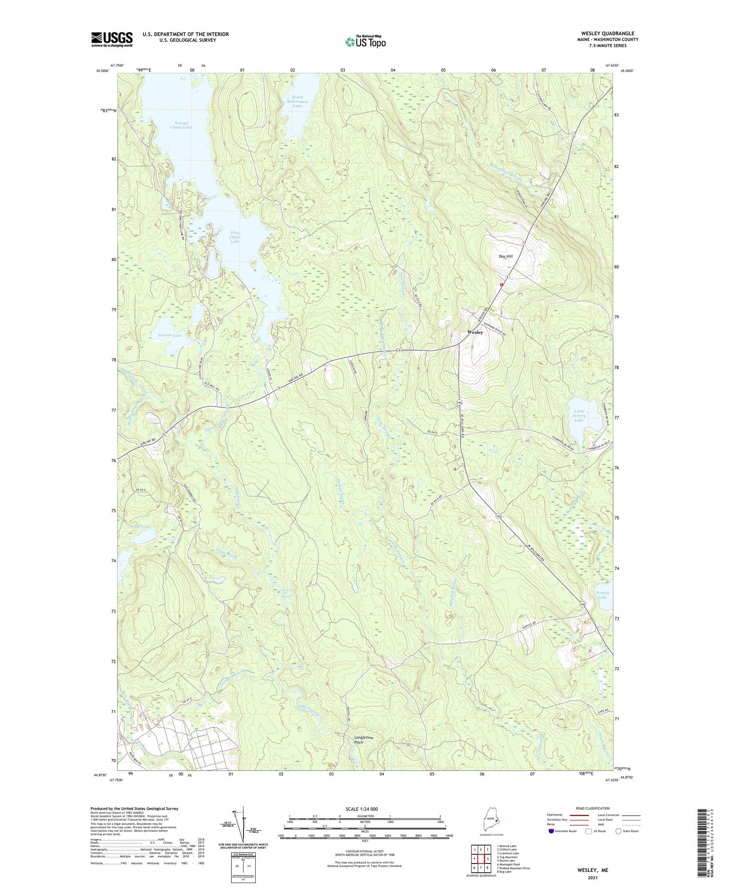 Wesley Maine US Topo Map Image