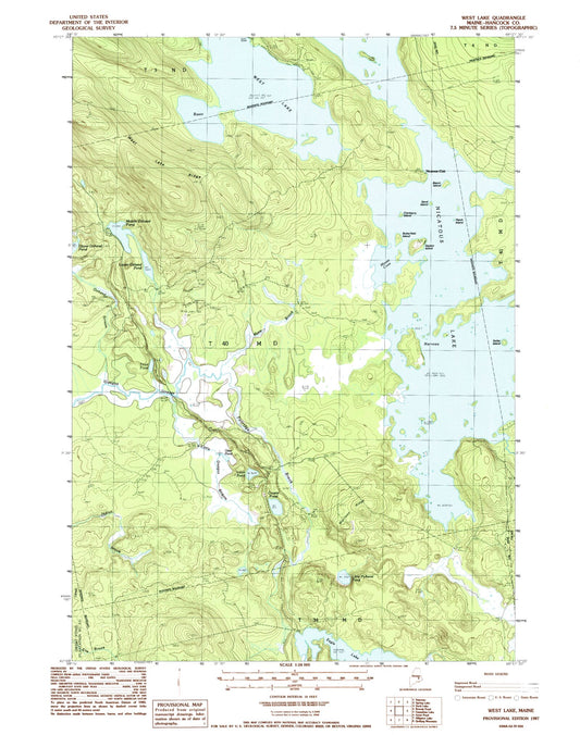 Classic USGS West Lake Maine 7.5'x7.5' Topo Map Image