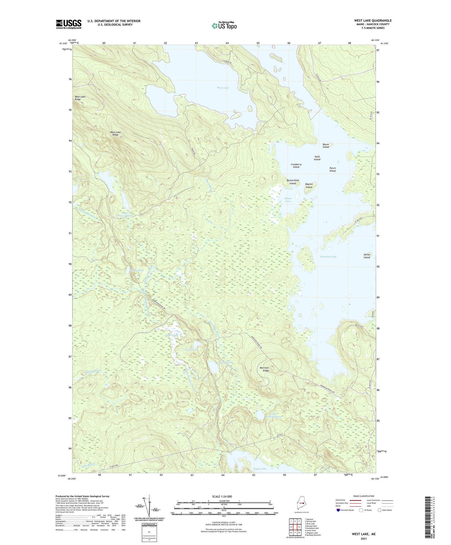 West Lake Maine US Topo Map Image