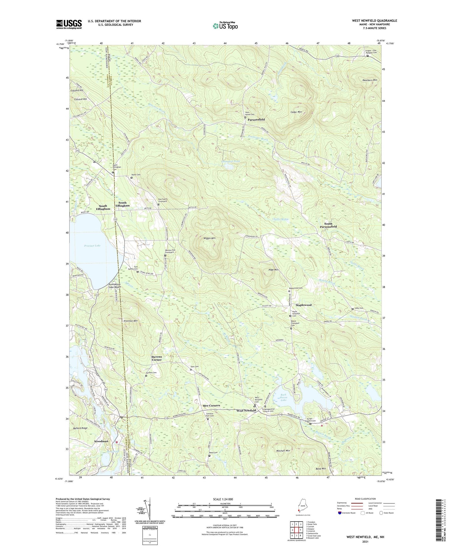 West Newfield Maine US Topo Map Image