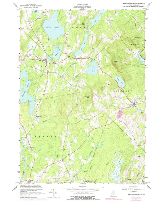 Classic USGS West Rockport Maine 7.5'x7.5' Topo Map Image