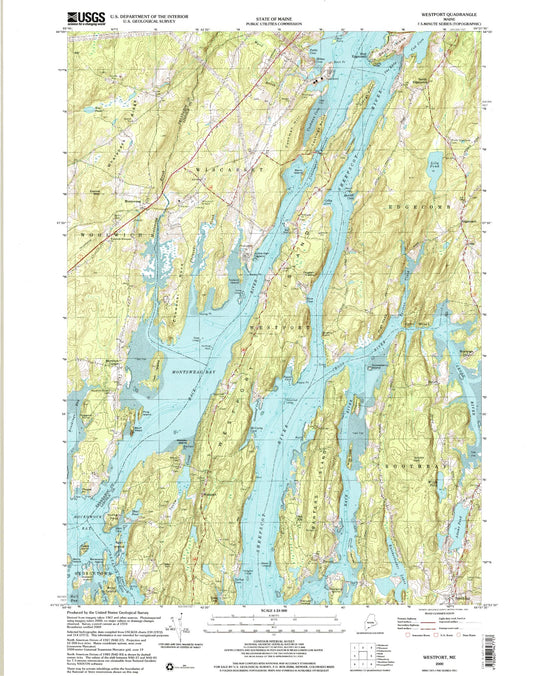 Classic USGS Westport Maine 7.5'x7.5' Topo Map Image