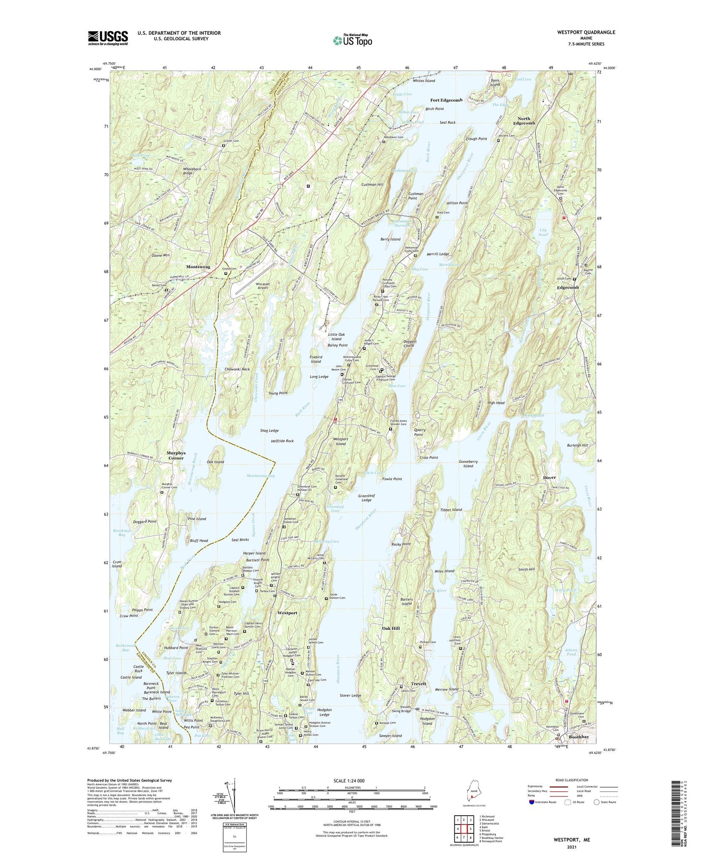 Westport Maine US Topo Map Image