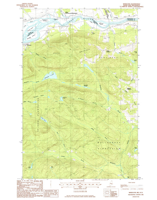 Classic USGS Wheelock Maine 7.5'x7.5' Topo Map Image