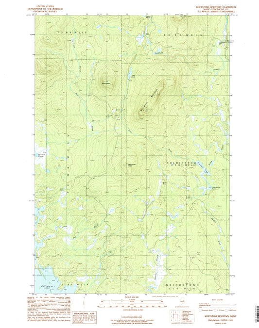 Classic USGS Whetstone Mountain Maine 7.5'x7.5' Topo Map Image