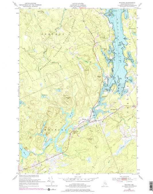 Classic USGS Whiting Maine 7.5'x7.5' Topo Map Image