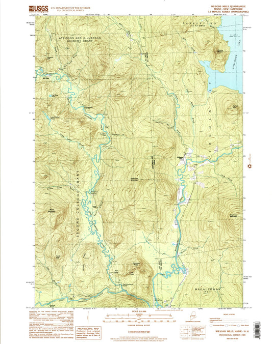 Classic USGS Wilsons Mills Maine 7.5'x7.5' Topo Map Image