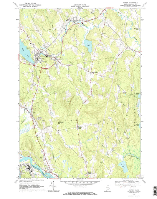 Classic USGS Wilton Maine 7.5'x7.5' Topo Map Image