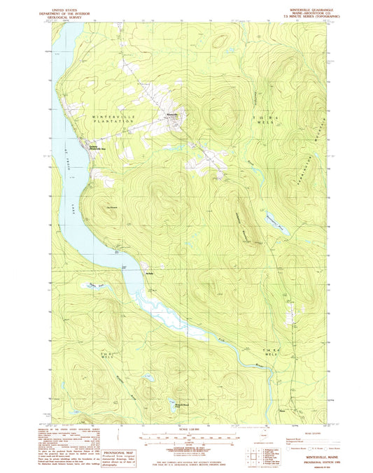 Classic USGS Winterville Maine 7.5'x7.5' Topo Map Image