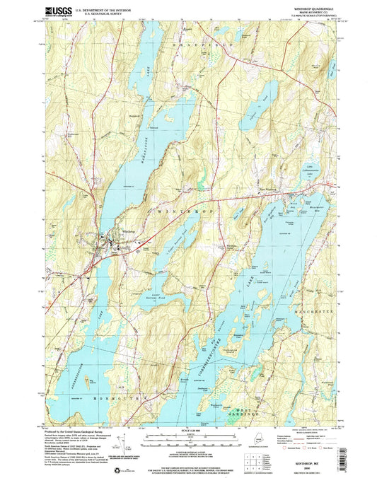 Classic USGS Winthrop Maine 7.5'x7.5' Topo Map Image
