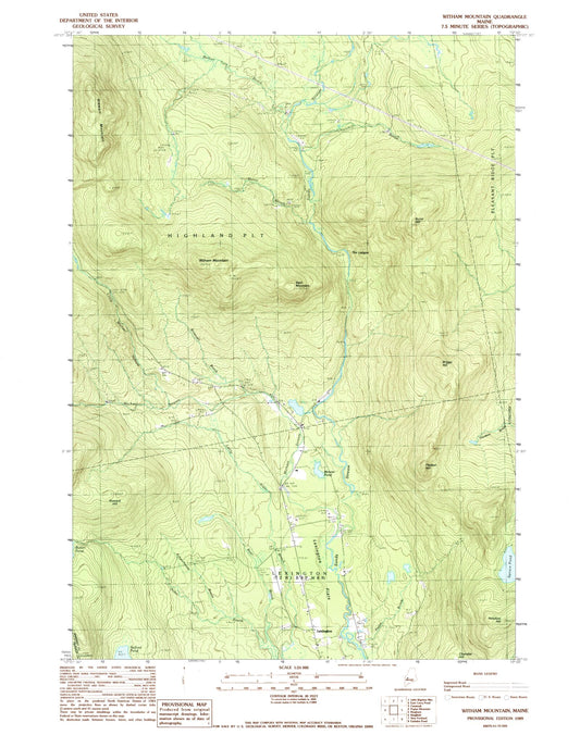 Classic USGS Witham Mountain Maine 7.5'x7.5' Topo Map Image