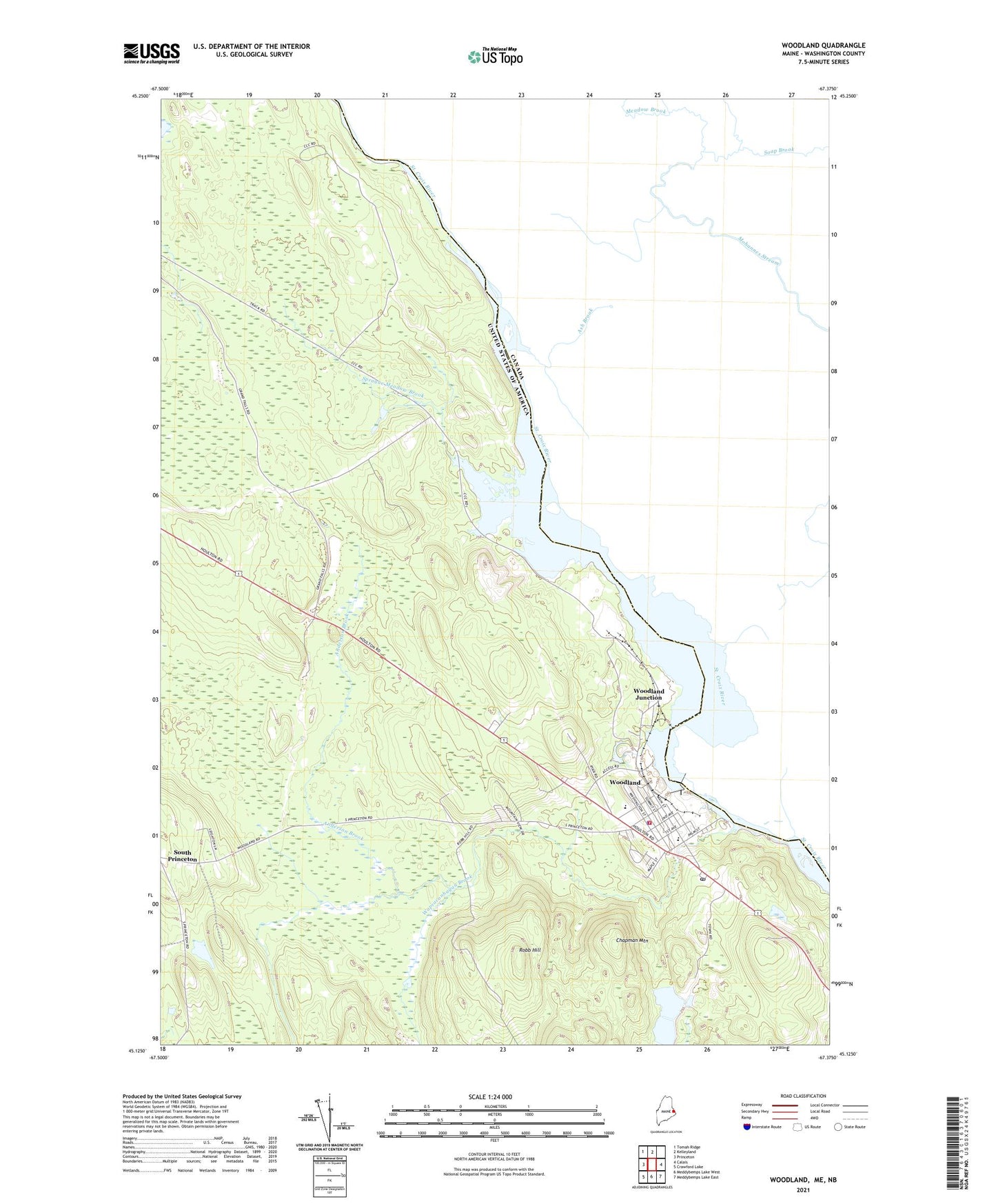 Woodland Maine US Topo Map Image