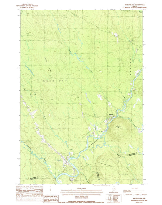 Classic USGS Wytopitlock Maine 7.5'x7.5' Topo Map Image