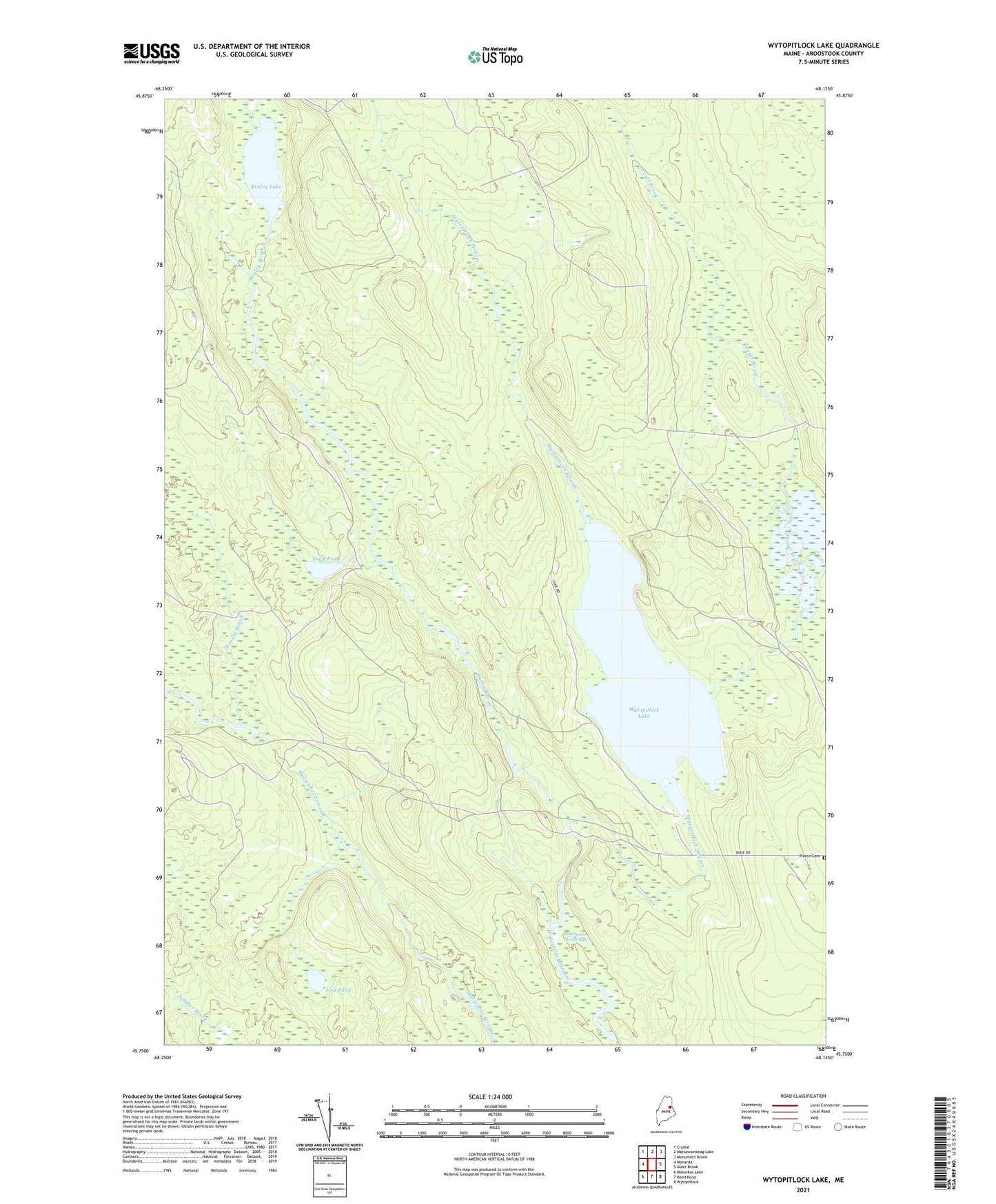 Wytopitlock Lake Maine US Topo Map Image