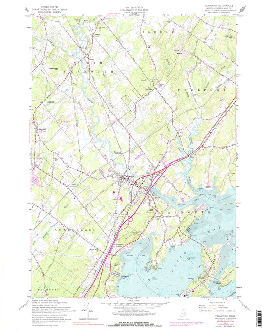 Classic USGS Yarmouth Maine 7.5'x7.5' Topo Map Image