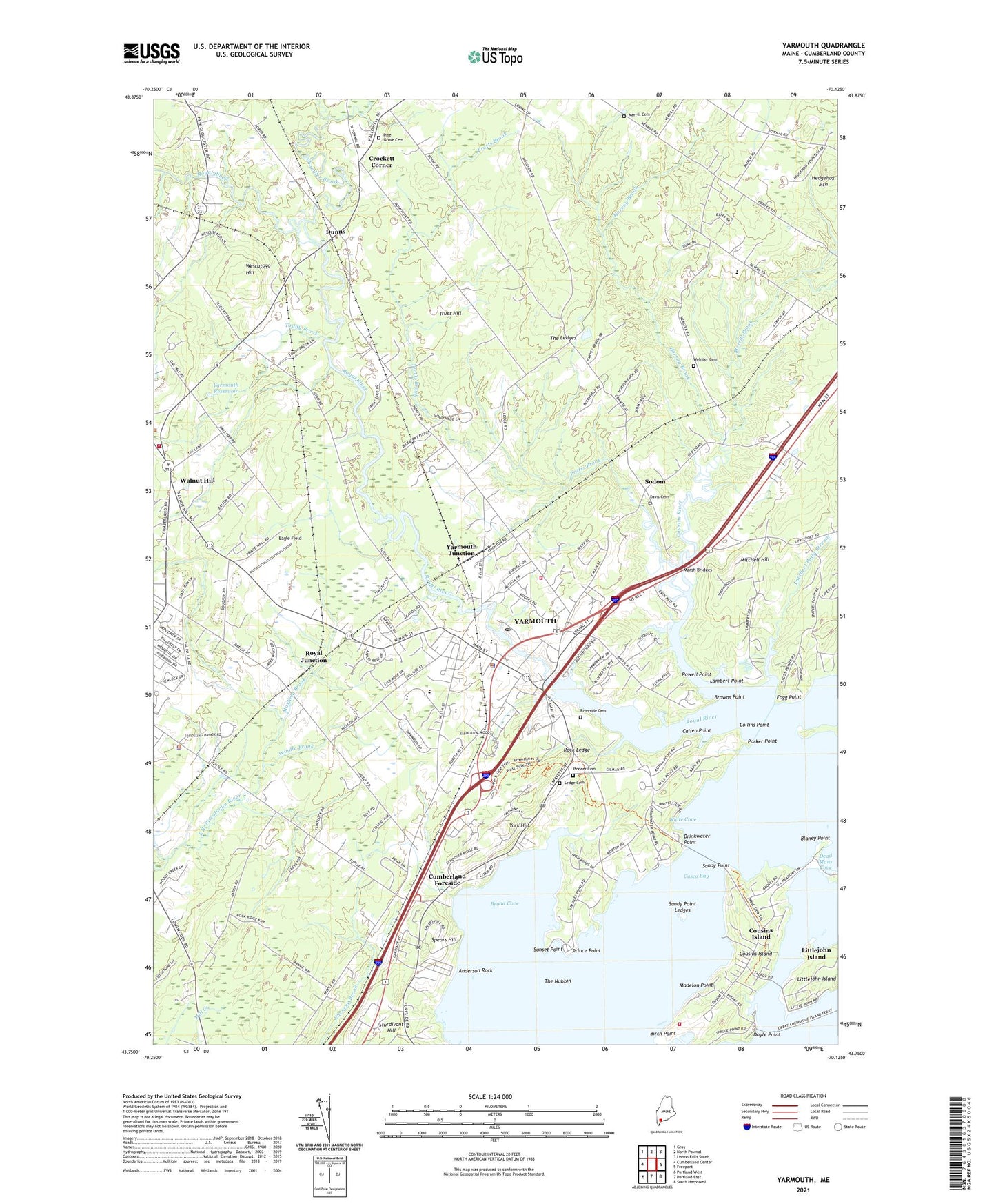 Yarmouth Maine US Topo Map Image
