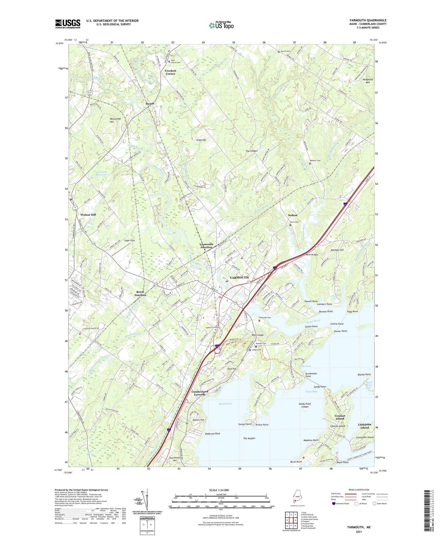 Yarmouth Maine US Topo Map Image