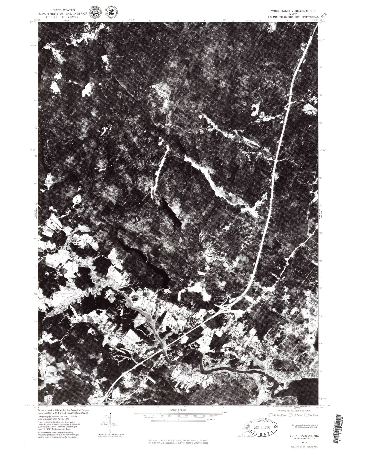 Classic USGS York Harbor Maine 7.5'x7.5' Topo Map Image
