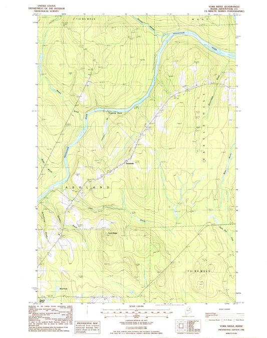 Classic USGS York Ridge Maine 7.5'x7.5' Topo Map Image