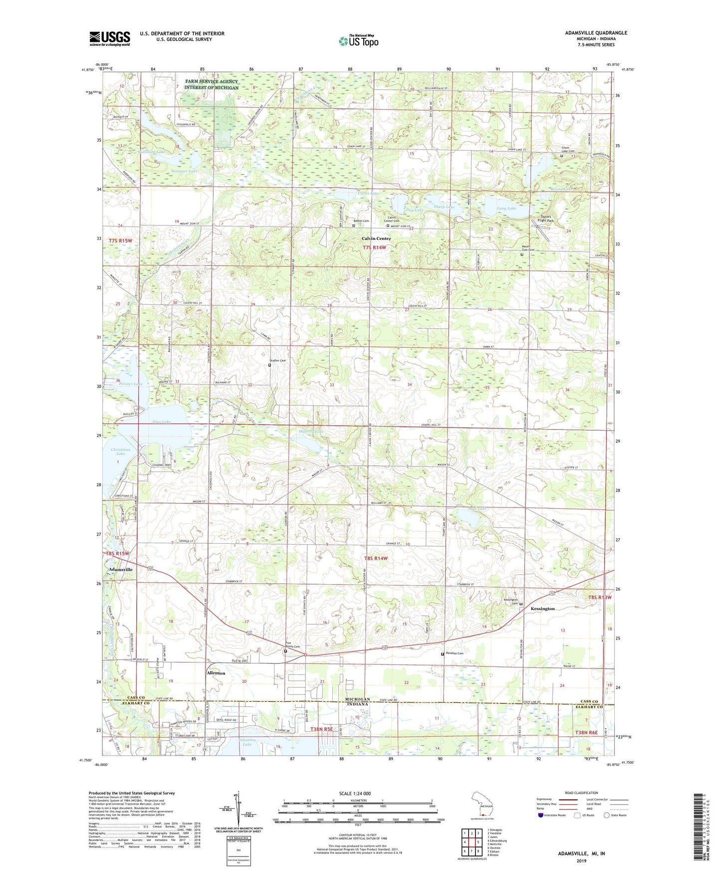 Adamsville Michigan US Topo Map Image